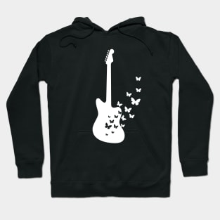 Offset Style Electric Guitar Silhouette Turning Into Butterflies Hoodie